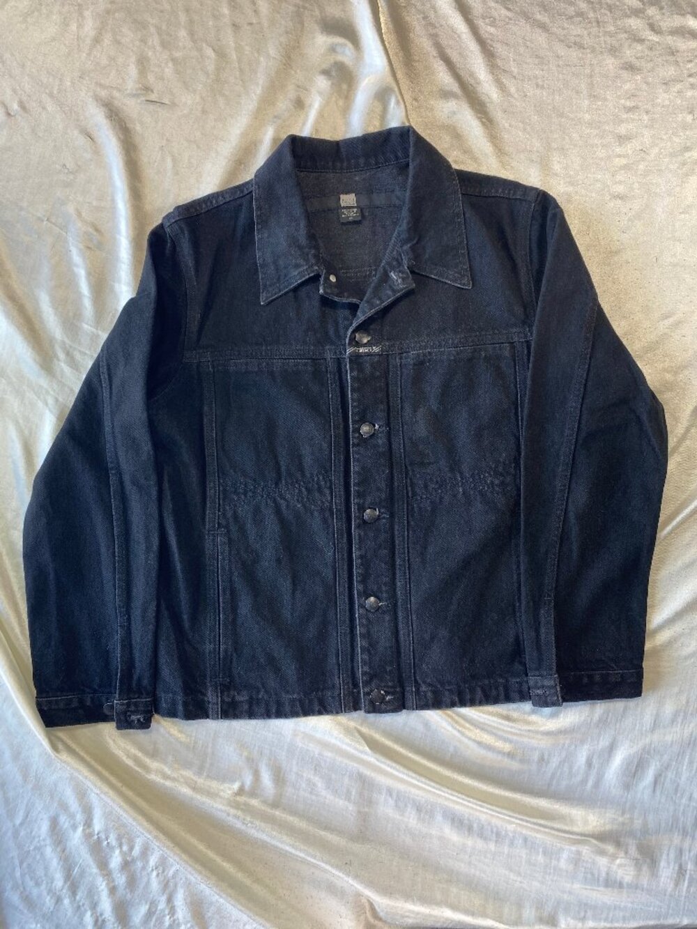 VTG Marithe Francois Girbaud Black Denim Trucker Jacket Size XL Y2K Streetwear